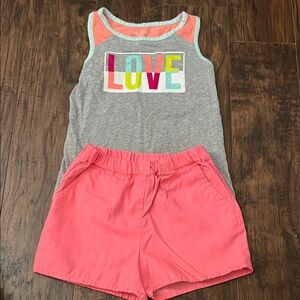 Gray and Pink Love Tank Top with Shorts